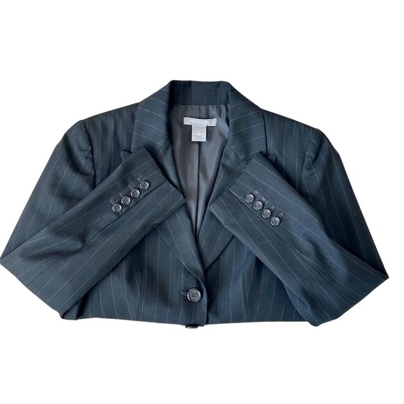 Ann Taylor Blazer Jacket Womens Size 4 Black Pinstripe 4-Button Lined - Picture 4 of 8